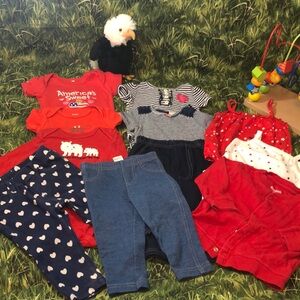 Baby Girls Red, White and Blue Clothing bundle 3-9M